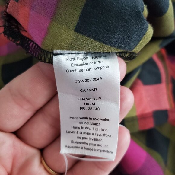 Michael Tyler Womens Colorful Plaid Button Up Back Blouse Size S Art To Wear - Picture 6 of 10